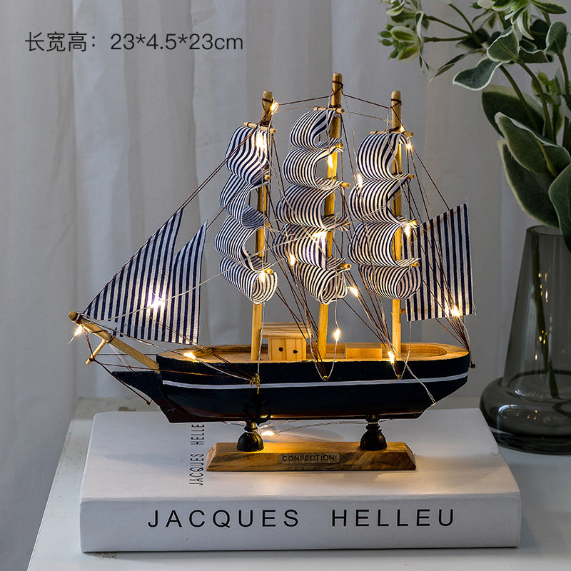 Wooden Sailboat Model - Mediterranean Decor Item
