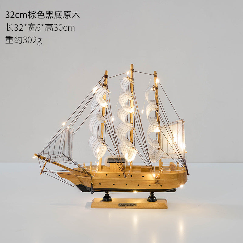 Wooden Sailboat Model - Mediterranean Decor Item