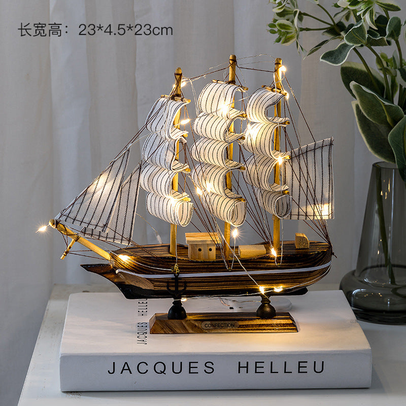 Wooden Sailboat Model - Mediterranean Decor Item