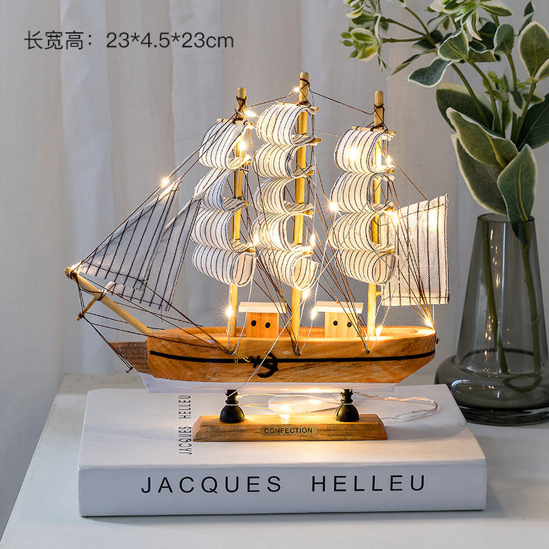Wooden Sailboat Model - Mediterranean Decor Item