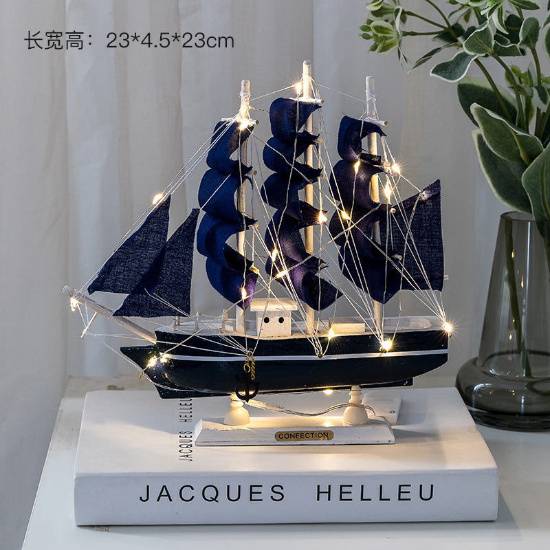 Wooden Sailboat Model - Mediterranean Decor Item