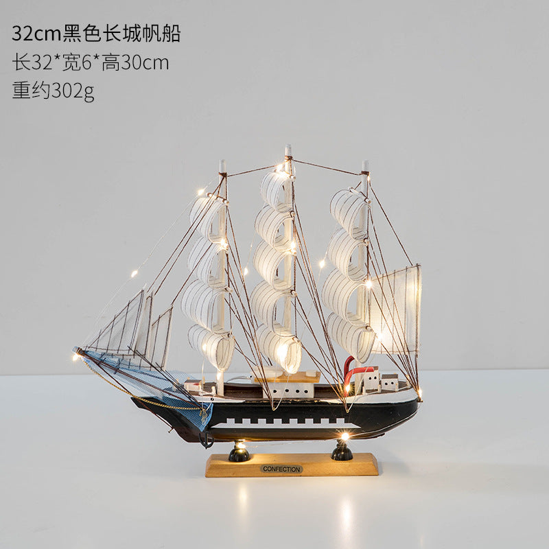 Wooden Sailboat Model - Mediterranean Decor Item